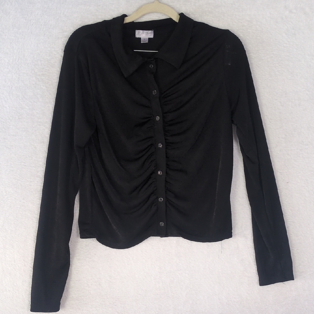 J for Justify Junior's Black Ruched Long Sleeve Shirt Size L